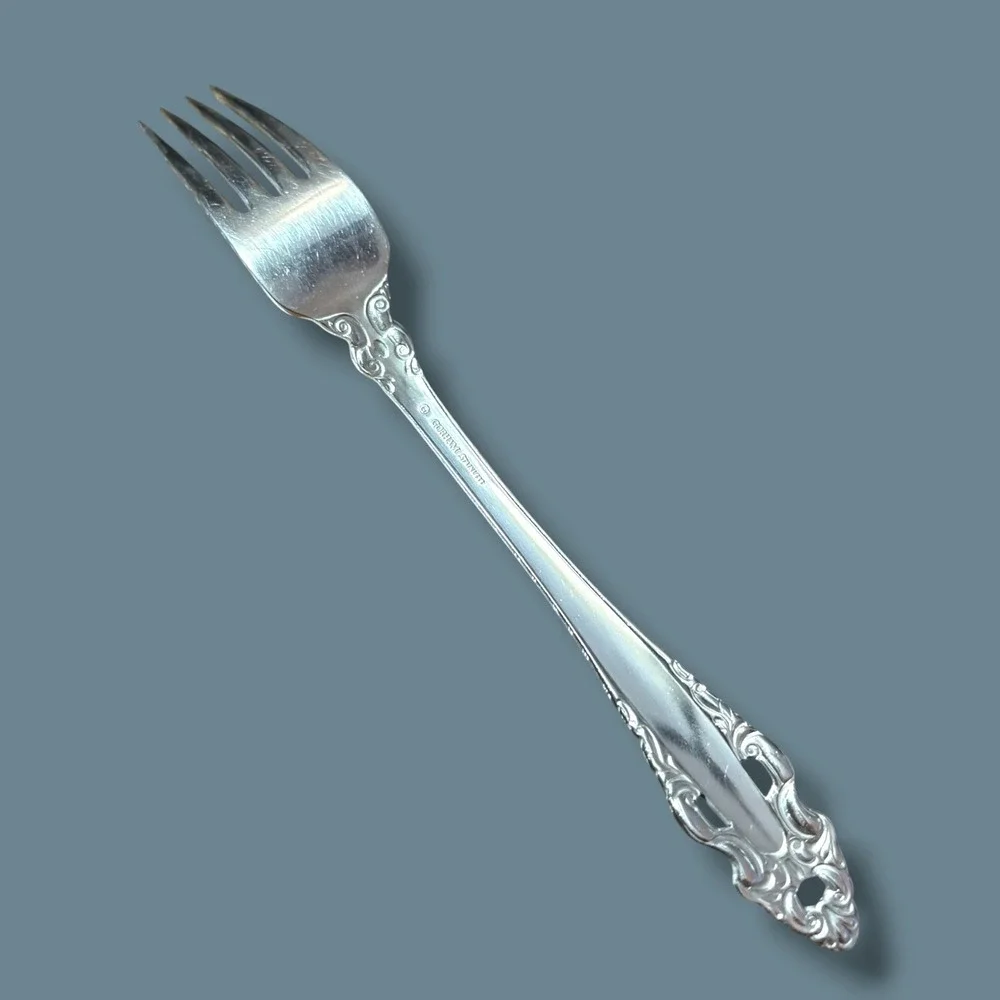 Gorham Stainless Pierced Baroque 7.5in Dinner Fork Ornate Scroll